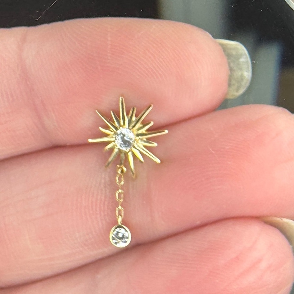 Gold Starburst Drop Earring